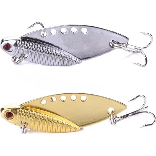 2pcs/Lot VIB Metal Fishing Lure Spoon Set 5cm 10g Artificial Pike Baits Sinking Crank Treble Hook Fly Fishing Tackle Accessory