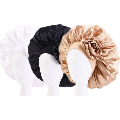3pcs Newly Womens Satin Solid Sleeping Hat Night Sleep Cap Hair Care Bonnet Nightcap For Women Men Unisex Cap Bonnet Fashion