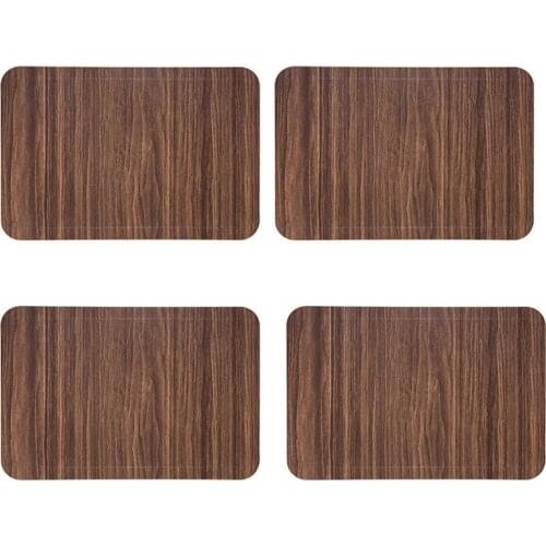 4Pcs Imitation Wood Grain Placemat PU Pad Waterproof Non Slip Table Mats Insulated Coaster Home Wedding Decoration Dinner Placem