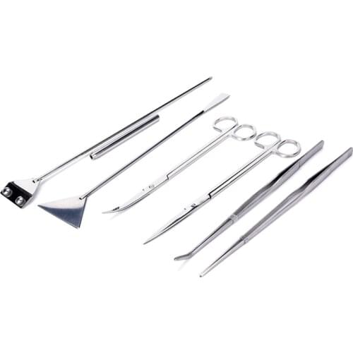 1 PC Ship Stainless Aquarium Tank Aquatic Plant Maintenance Curve & Straight Tweezers Curved Scissors Tools 5 styles