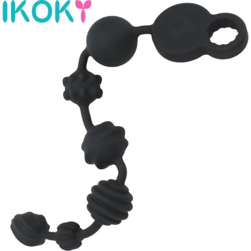 IKOKY 10 Frequency Silicone Prostata Massage Extra Long Anal Dilator Sex Toys for Couples Butt Plug Pull Bead Anal Vibrator