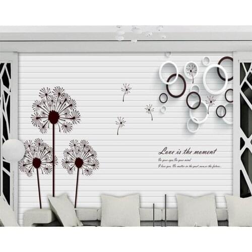 Beibehang Modern simple wallpaper dandelion circle black and white English 3D stereo TV background wall wallpaper for walls 3 d