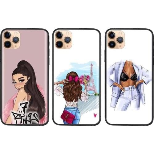 Black Etui Pretty Prime Candy Color Fashion Girl Come Low For Huawei P50 P40 P30 Lite P Smart Z 2019 2020 2021