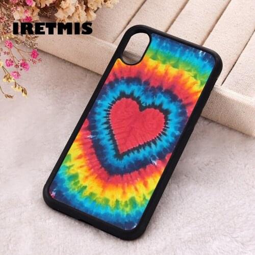Iretmis 5 5S SE 2020 Phone Cover Cases for iPhone 6 6S 7 8 Plus X Xs Max XR 11 12 MINI Pro Rubber Silicone Tie Dye Heart