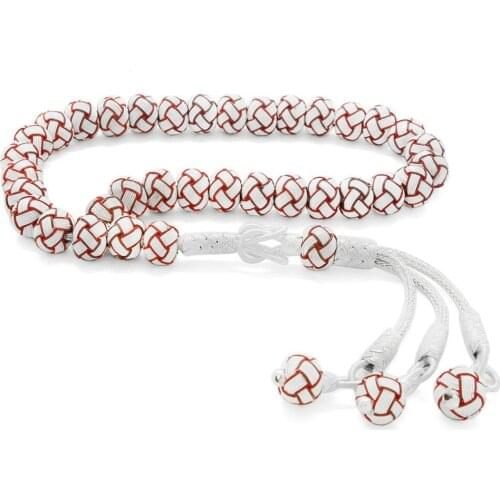 Tesbihane Handwork Sphere Cutout Wrist-Length Red-White 1000 Sterling Silver Kazaz Rosary