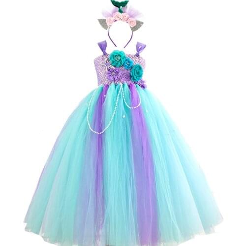 2020 Girls Boutique Outfits Long Flower Girls Gown Mermaid Princess Dress Tutu Unicorn Dress Beautiful Princess Hair Dresses