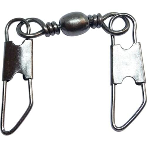 INFOF 500/1000-pieces Swivel Fishing Double Snap Swivels pesca #16-#5/0 Barrel Swivels with Double Safety Snap Fishing Connector