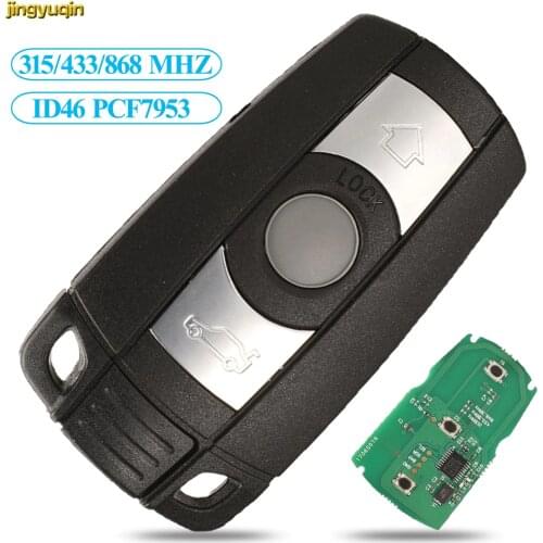 Jingyuqin Remote Control Car Key 315/433/868 MHZ ID46 PCF7953 Chip For BMW 1 3 5 7 Series X5 X6 Z4 3 Buttons Smart Fob FSK CAS3