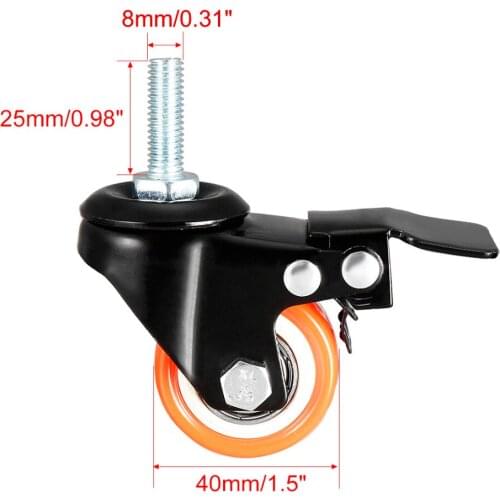 40mm Diameter M8 Thread Furniture Caster Wheel Roller 360 Swivel Trolley Cart Wheel
