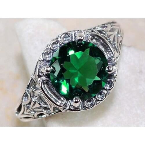 Trendy Classic Round Retro Pass Flower Finger Rings Rings For Women Crystal Ring Fashion Jewelry