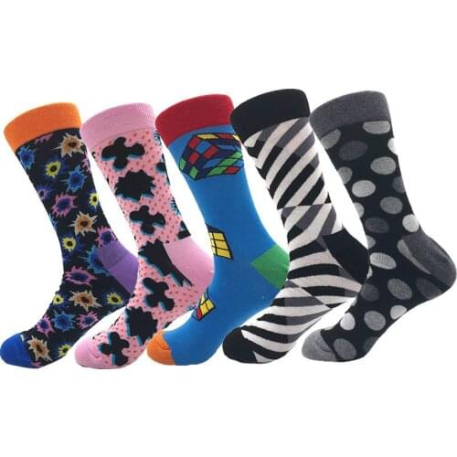 New diagonal stripes, gradient dots, male and female middle tube cotton socks, mens long socks factory wholesale