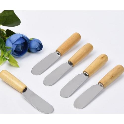 Cheese Knife Stainless Steel Butter Knife With Wooden Handle Spatula Wood Butter Cheese Dessert Jam Spreader LX8915