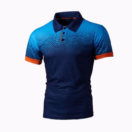 Polo Shirts Spring And Autumn Men Wear Gradual Color 3D Printed Summer T Shirt Lapel Slimming Top -40