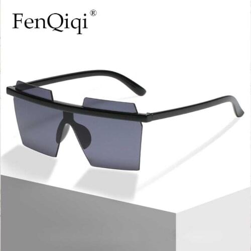 Oversized Frameless All Black Sunglasses Flat Top Gradient Luxury Sun Glasses Rimless One Piece Gafas Shade Glasses