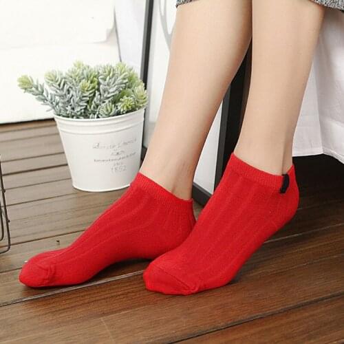 Urgot 5 Pairs Womens Socks Colorful Funny Cute Ankle Socks High Quality Spring Autumn Cotton Solid Color Female Sock Hosiery