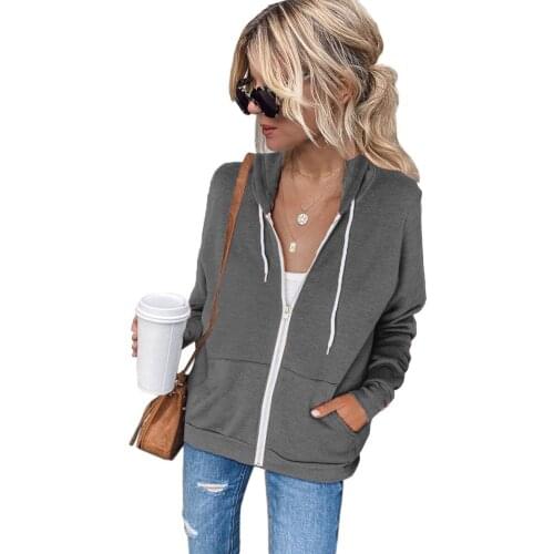 Womens Hooded Coat Fashion 2020 New Winter Long-sleeved Hooded Women Drawstring Pocket Zipper Jacket