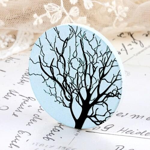 2Pcs 45mm Tree Unique 3D Embossed Big Round Handmade pattern Wood Cut Pendant make Necklaces, Bracelets,Brooch-(WI-2)