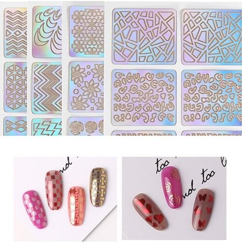 24 Sheet DIY Nail Art Hollow Template Stickers Reusable Stamping Stencil Mold