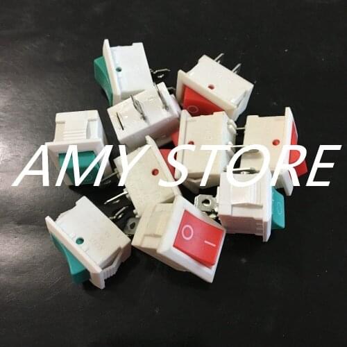 30pcs KCD1 AC 250V 6A 125V 10A 2Pin SPST Power ON/OFF Panel Rocker Switch Red Green