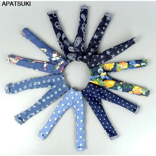 7Pairs/lot Jeans Pants Dolls Clothes For Barbie Doll Denim Trousers Casual Wears 1/6 BJD Dollhouse Accessories Kids & Baby Toys