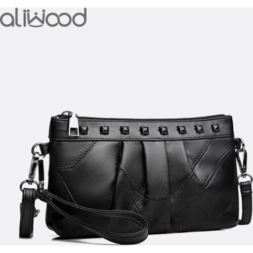 Aliwood Womens Shoulder Bag Ladies' Genuine Leather Handbag Clutch Female Messenger Bags Crossbody Bags Purse Bolsa Feminina