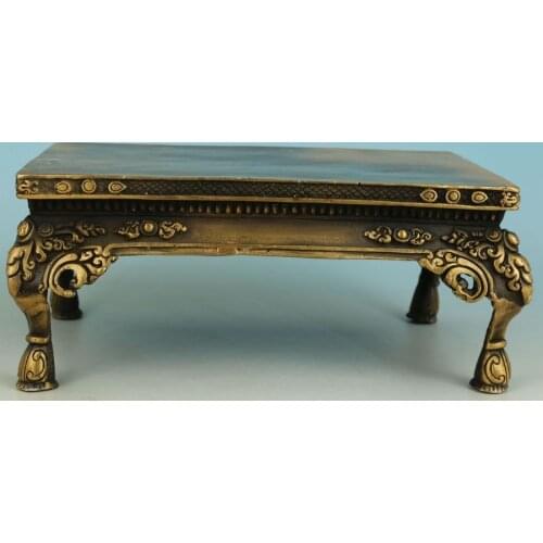 Buen chino antiguo bronce tallado a mano escritorio recoger soporte para estatua florero ETC