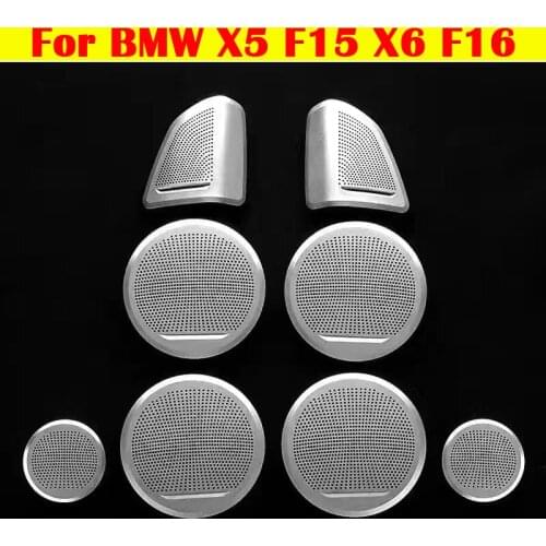 Car Midrange Treble Speaker Cover With Logo Advanced Silvery Panel Doors Decorative Horn Mounts BO Tweeter For BMW X5 F15 X6 F16