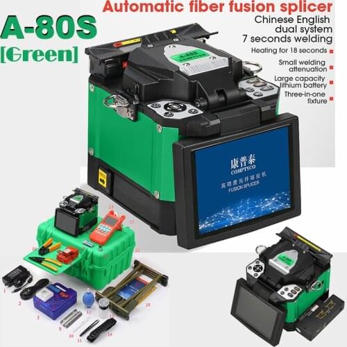 Comptyco A-80S Green 6700mAh Automatic Fusion Splicer Machine Fiber Optic Fusion Splicer Fiber Optic Splicing Machine toolkit