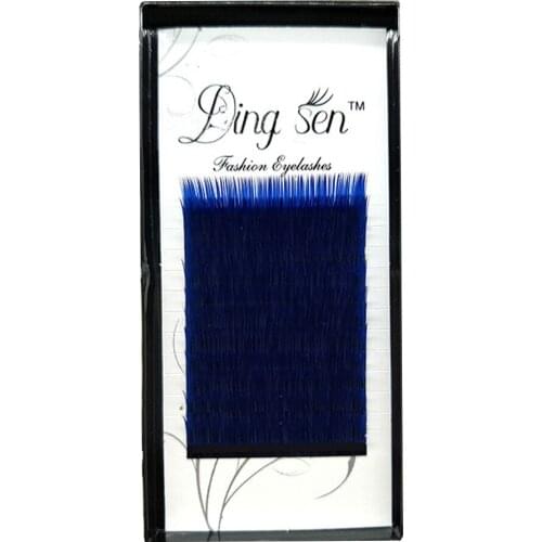 DINGSEN 12Rows/Box Blue 3D Volume Individual Lashes 0.2mm Thickness C D Curl False Eyelash Extension Individual Eyelashes#260795