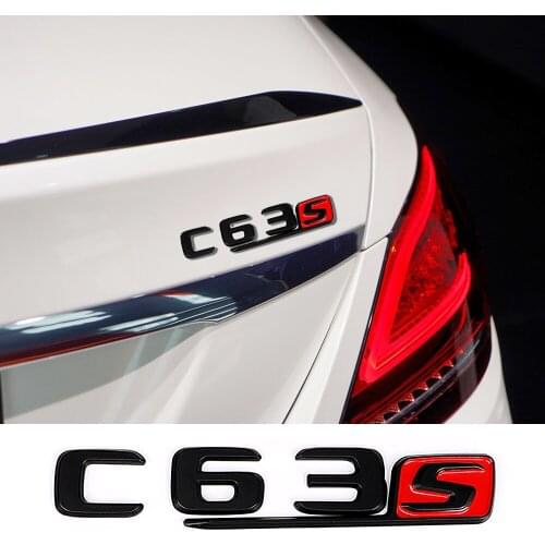 Glossy Black C63 C63S Logo Rear Trunk Sticker For Mercedes Benz AMG C Class W204 W205 Tail Letters Badge Nameplate Car Tuning
