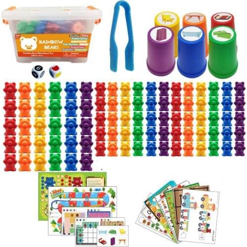Montessori Toys Box Rainbow Stack Cups Counting Bears Color Weights Sensory Toys Baby Mintessori Educational Toys Games