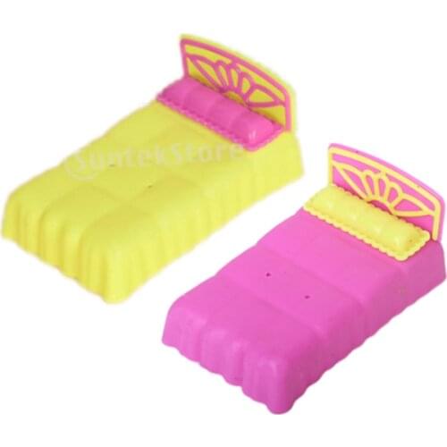 New Dollhouse Miniature Furniture Sister Krissy Doll Bed for Dolls Accessories Bedroom Decor Random Color Creative Birthday Gift