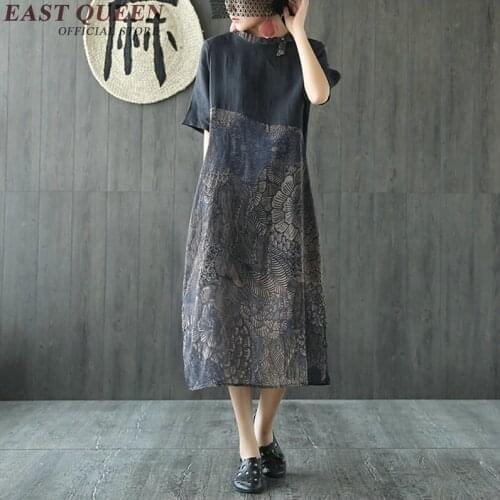 Summer dress 2018 print dress sexy mid sleeves Straight Floral O-Neck favorite vestido plus size tunic maxi dress ZZ020 a