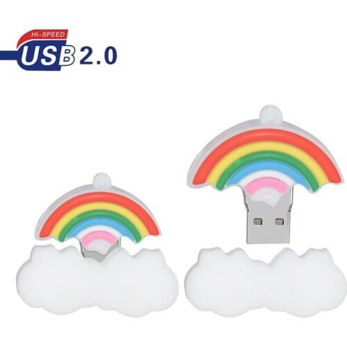 Lovely Cartoon rainbow USB Flash Drive 128GB 64GB 32GB 16GB 8GB 4GB usb flash drives pen drive memory usb stick usb2.0 pen drive
