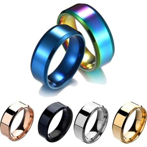 Fashion Simple Unisex Lovers Stainless Steel Mirror Finger Rings Jewelry Gifts Mirror Simple Lovers' Gift Good Glossiness Rings