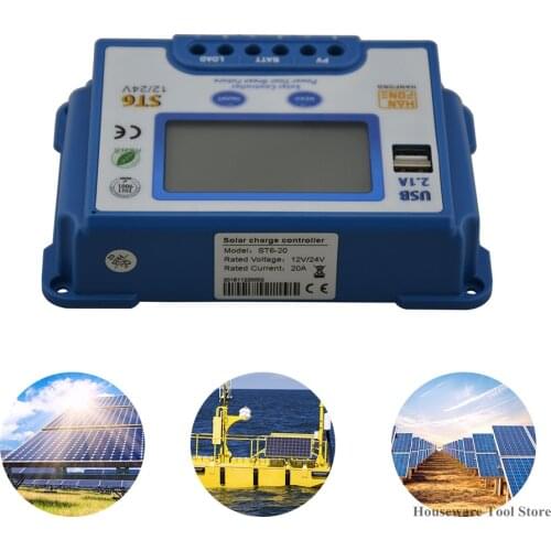 MPPT Dual USB interface ST6-10A solar controller 12V-24V 10A/20A/30A/40A/50A/60A Auto Work Solar Charge Controller