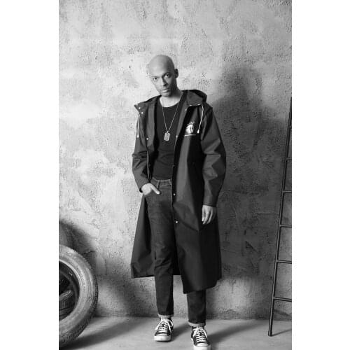 Stylish EVA Black Adult Raincoat Outdoor Mens Long Style tide version of the Hiking Poncho Environmental rain coat