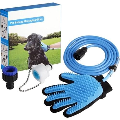 New Pet Massaging Bath Glove Pet Shower Sprayer Wash Tool Outdoor Garden Hose Compatible Cat Dog Grooming Glove Silicone Gloves