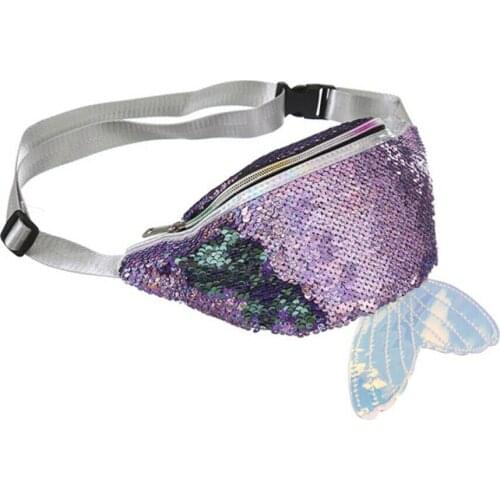 New Women Bag Lovely Sequins Fanny Pack Colorful Waist Bag Fashion Messenger Pouch Shoulder Belt Bag Fish-shaped