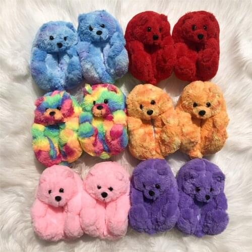 Latest Hot Popular Winter Warm Cotton Home Plush All-inclusive Teddy Bear Slippers