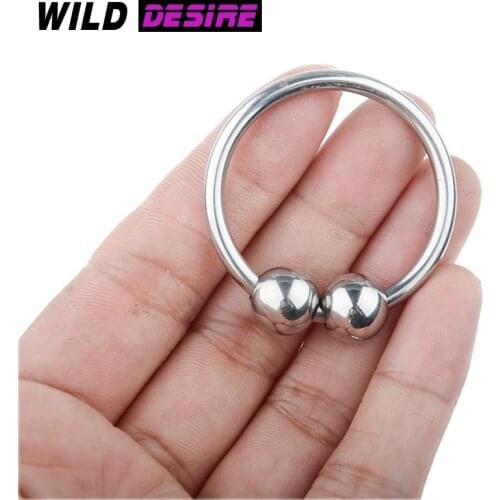 New Goods For Adults 18 Metal Penis Glans Ring With Beads Male Chastity Device Locking Sperm Cock Ring Delay Sex Toys For Men