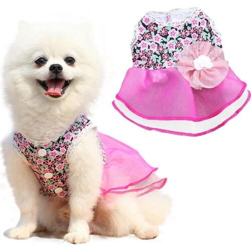Cute Flower Pet Dress For Dogs Cats Cozy Summer Puppy Skirt Pet Dress Fashion Princess Party Small Dog Skirt Outfit Dog Clothes