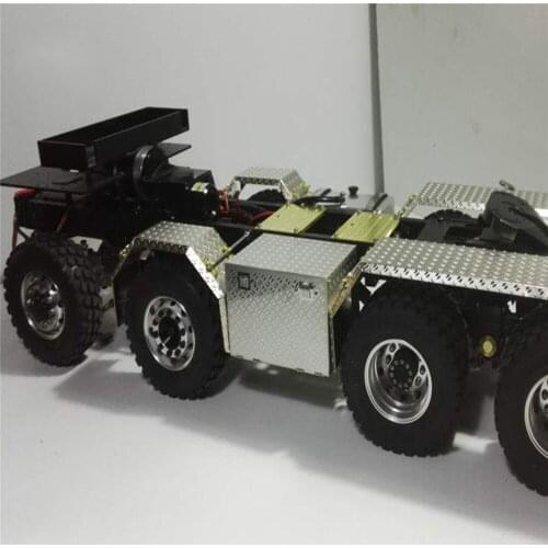 Durable Stainless Steel Tool Box Antiskid Plate Equipment Box for Tamiya 1/14 Scania 56352 RC Tractor Truck Modification Part