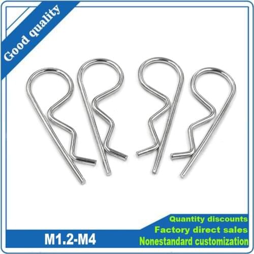5/10X 304 A2 Stainless Steel R Shape Spring Cotter Split Pin M1 M1.2 M1.6 M1.8 M2 M2.5 M3 M4 Clip Clamp Hair Tractor Pin for Car
