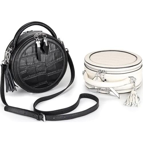 Luxury Round Small Handbag For Women Cow Leather Mini Shoulder Bag Vintage Crossbody Bag Women Tote Bag Design Hand Bag