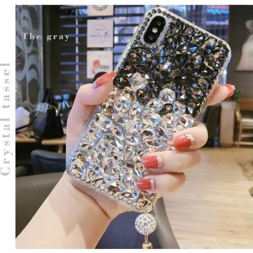 LaMaDiaa Bling Shape Tassel Rhinestone Crystal Luxury TPU Phone Cover For SamsungA3 A5 A7 A9 A8 A6 PLUS A50 A70 A80 Phone Case