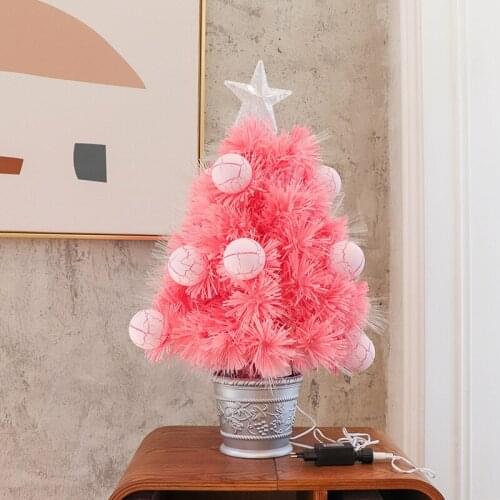 Christmas tree pink desktop optical fiber ornaments small Christmas tree 60cm small Christmas tree pink macaron net red