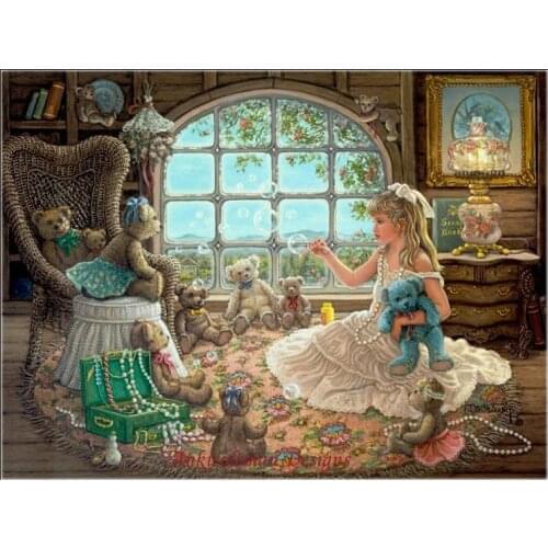 Counted Cross Stitch Kits Needlework Embroidery - Crafts 14 ct Aida DMC Color DIY Arts Handmade Home Decor - Bright Visions