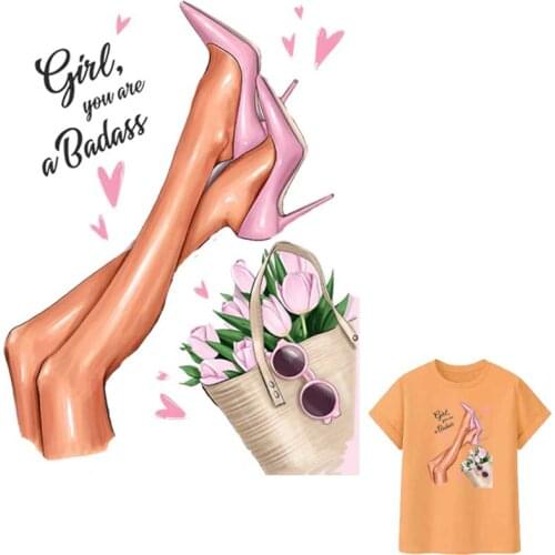 Sexy Girl Patches For Clothes DIY Washable Woman T-Shirts Heat Transfer Thermal Stickers Personality Trendy Iron On Appliqued