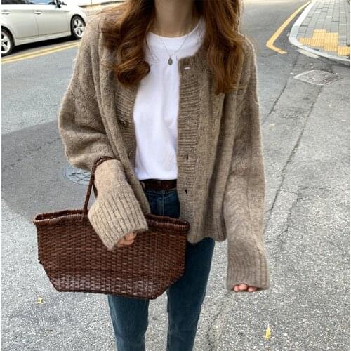 ZAWFL Autumn Winter Sweater Women Loose Outwear Cardigan Casual Womens Jacket Thick Warm Chic Knitted Tops Coat Female